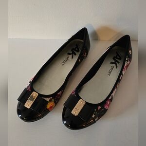 Anne Klein Sport Akaria Black Floral Ballet Flats Size 9M